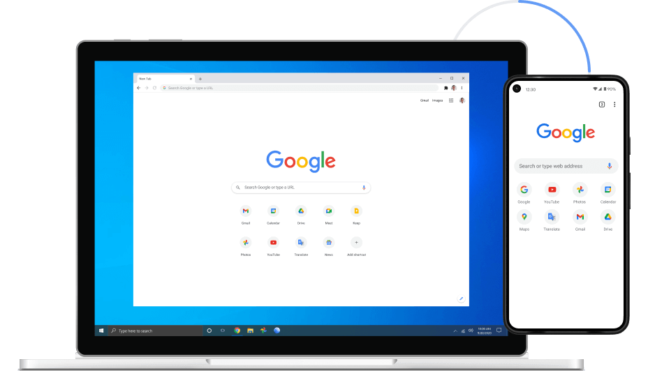 صورة لمتصفّح Chrome على أجهزة كمبيوتر محمول وأجهزة جوّالة