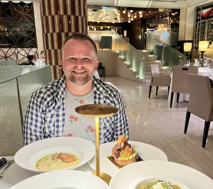 Andrew enjoying a good meal